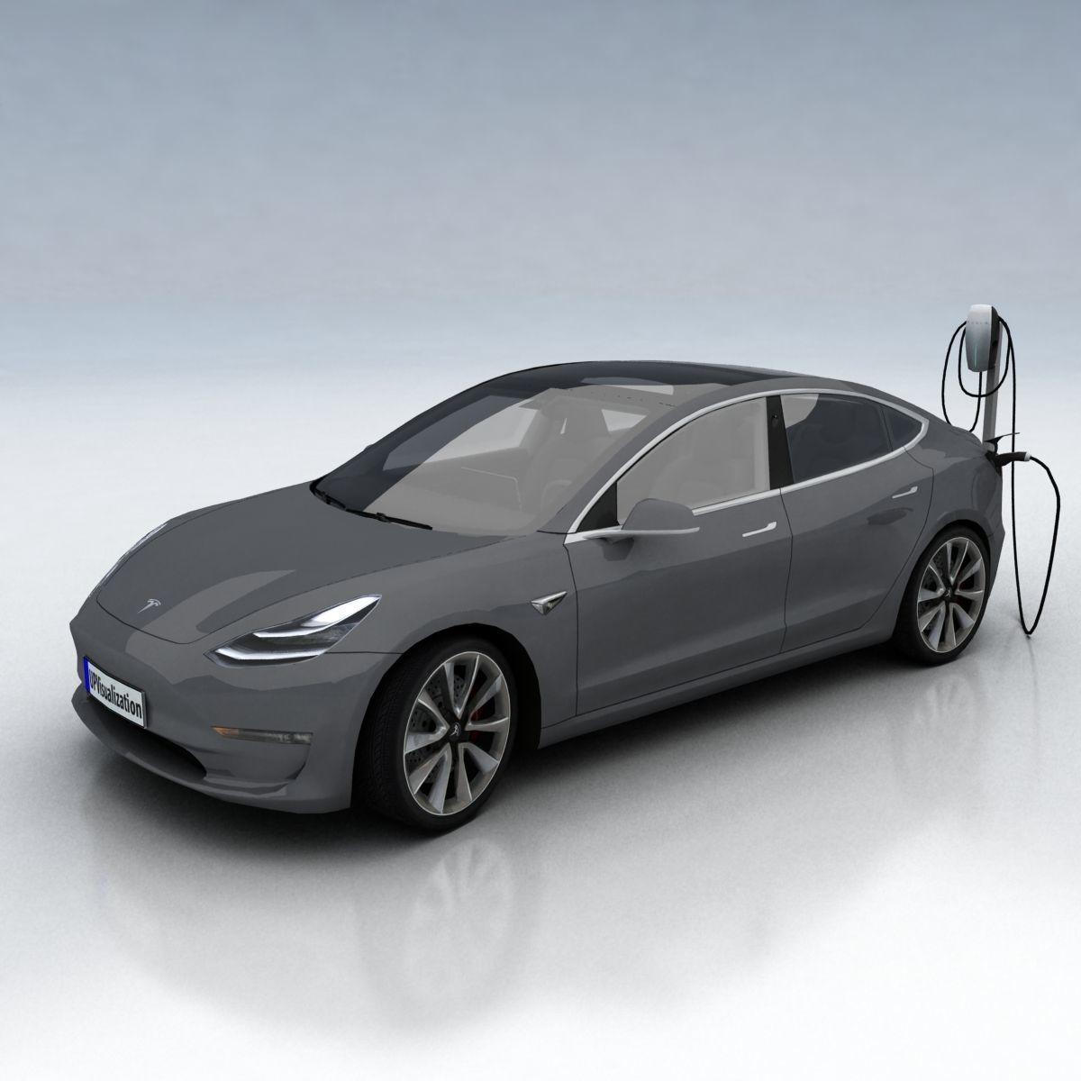 Tesla 3 electric car Low-poly 3D model_17