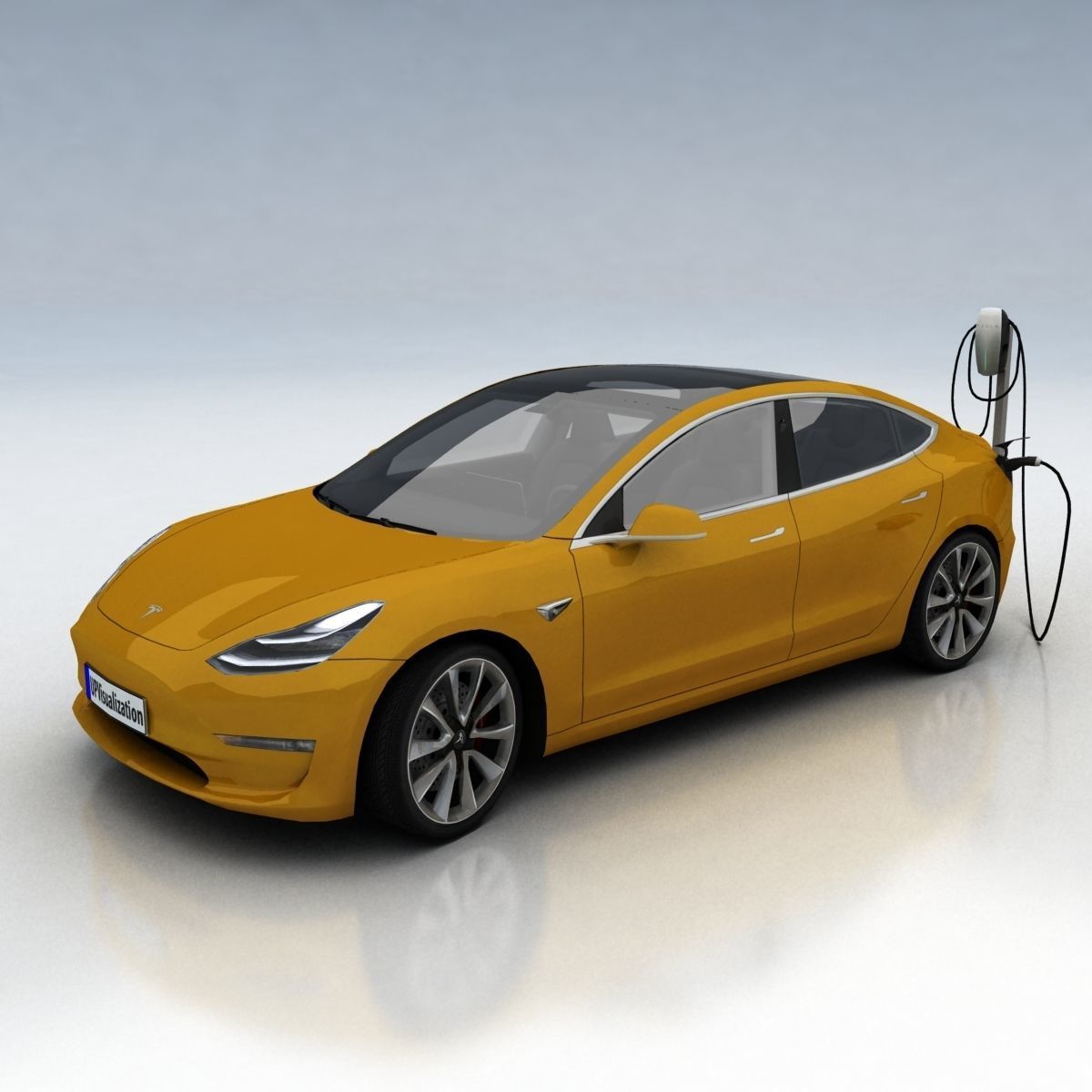 Tesla 3 electric car Low-poly 3D model_13