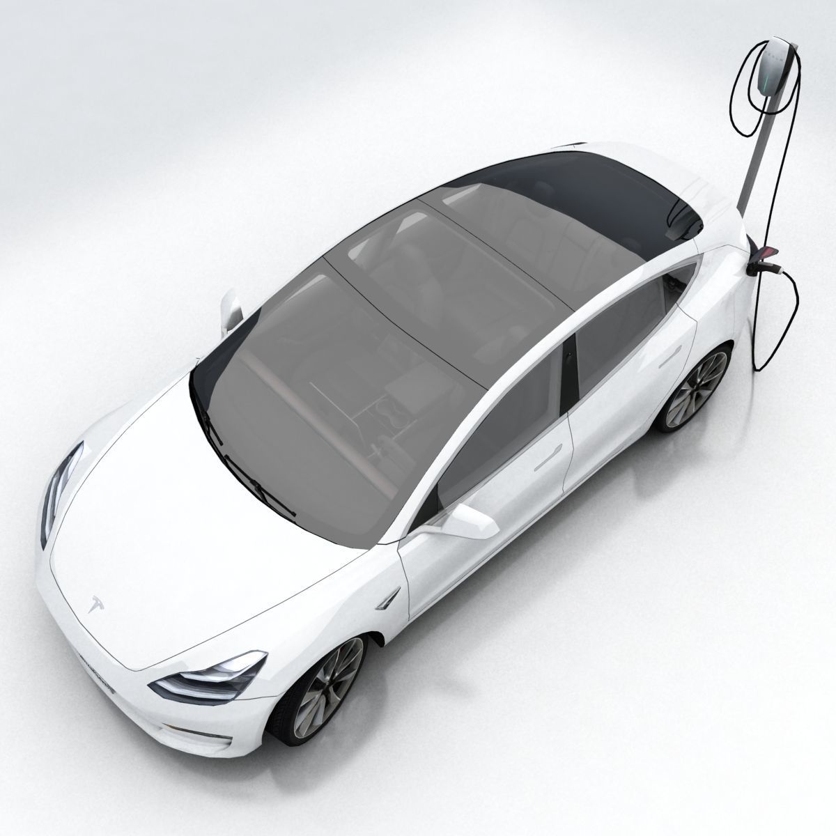 Tesla 3 electric car Low-poly 3D model_28