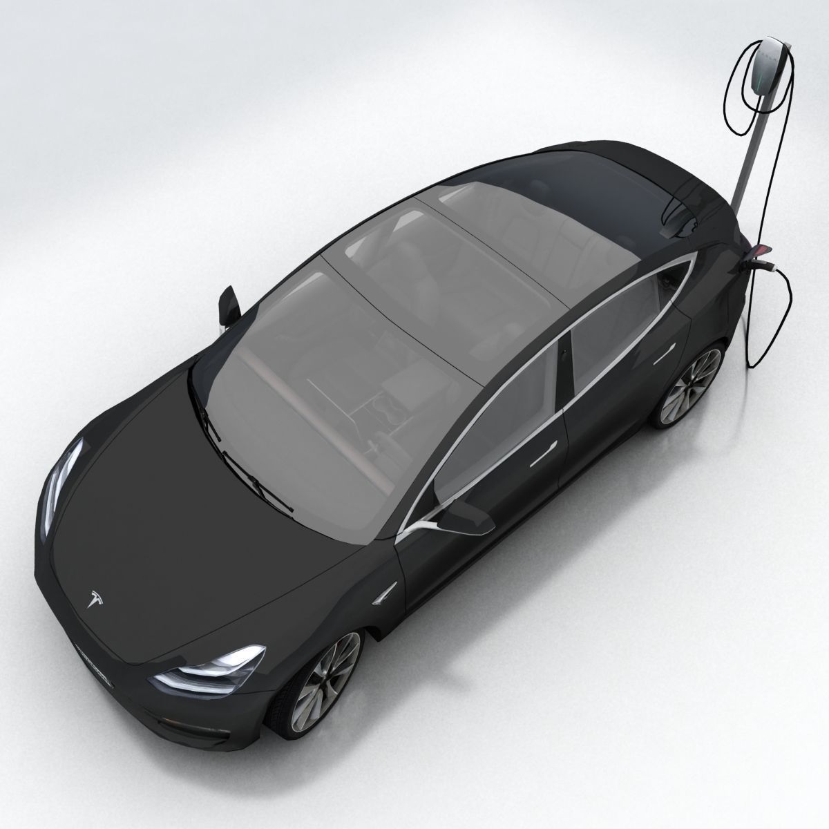 Tesla 3 electric car Low-poly 3D model_8