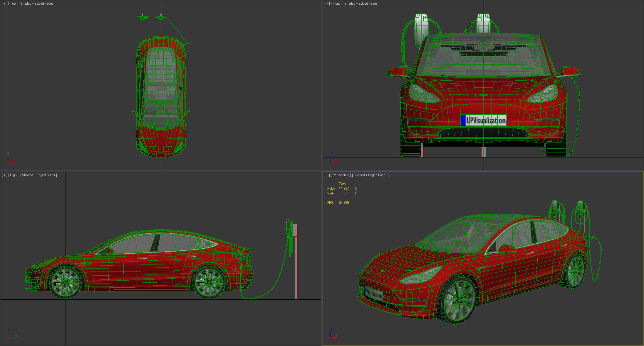 Tesla 3 electric car Low-poly 3D model_4