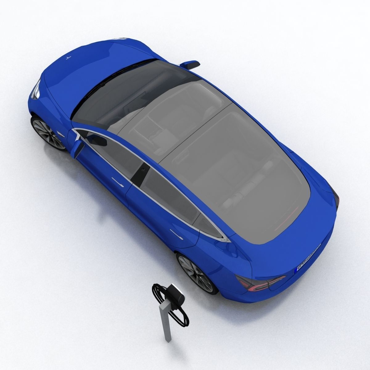 Tesla 3 electric car Low-poly 3D model_11