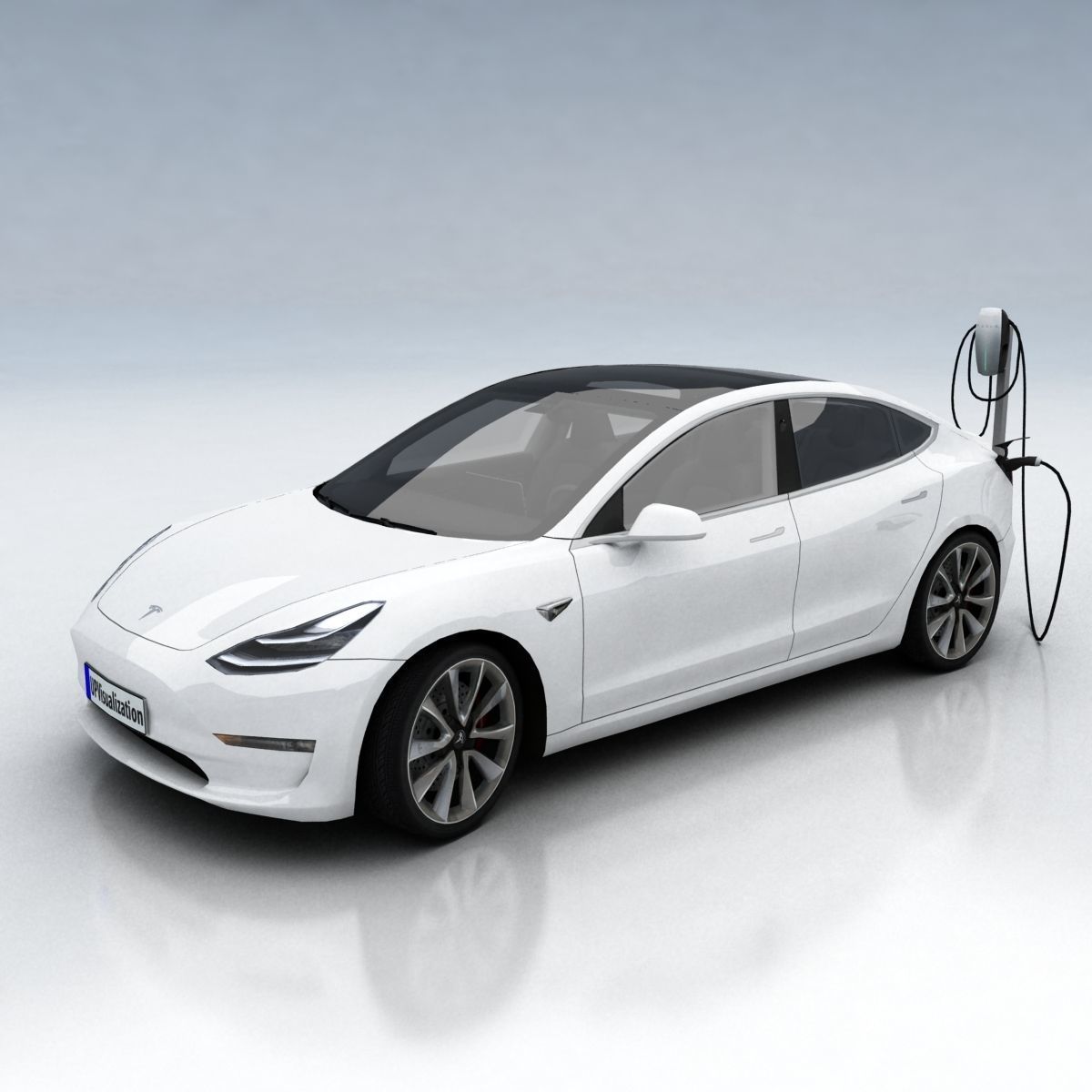 Tesla 3 electric car Low-poly 3D model_25