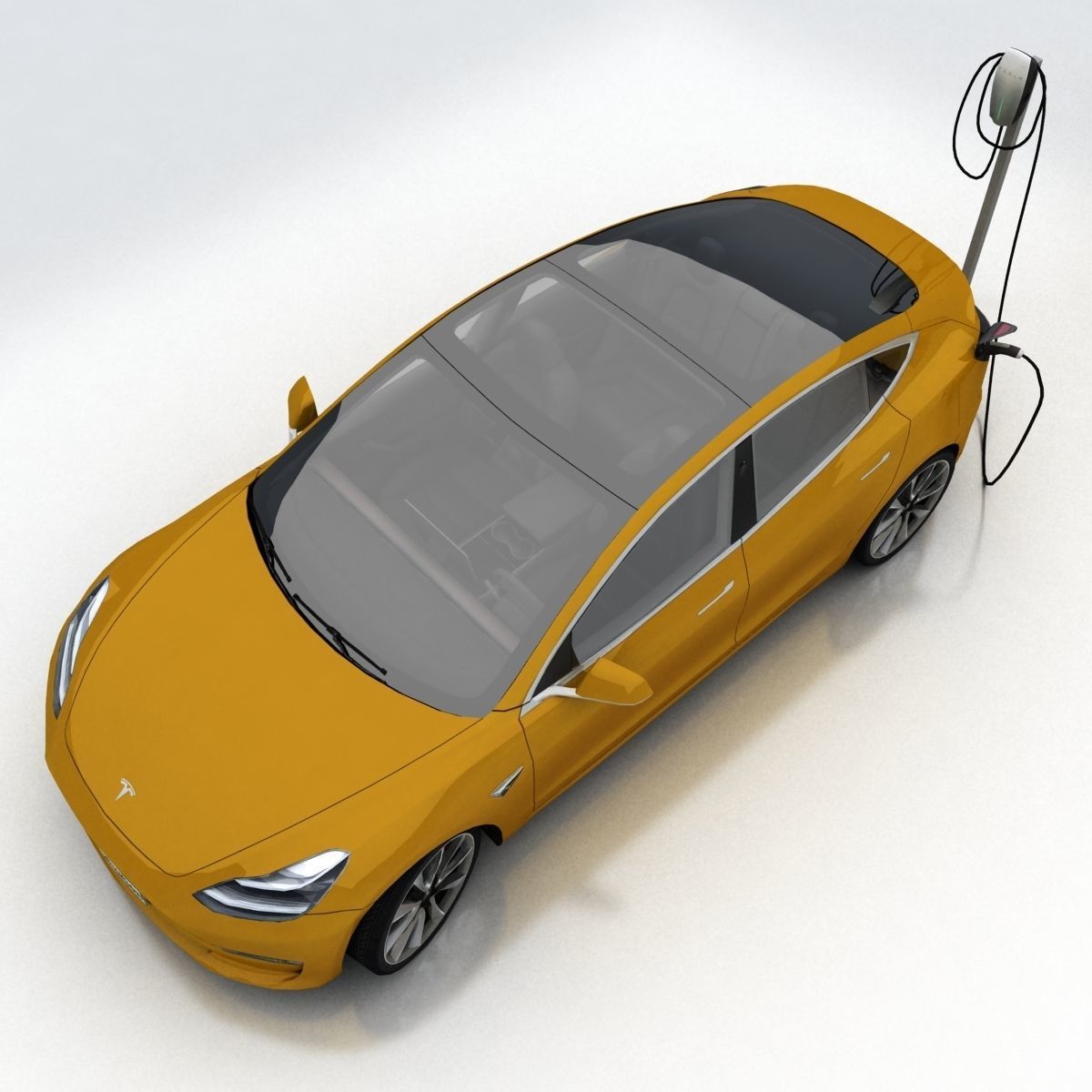 Tesla 3 electric car Low-poly 3D model_16