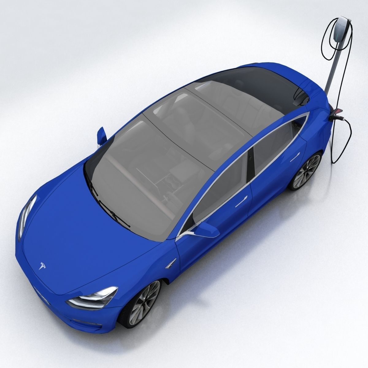 Tesla 3 electric car Low-poly 3D model_12