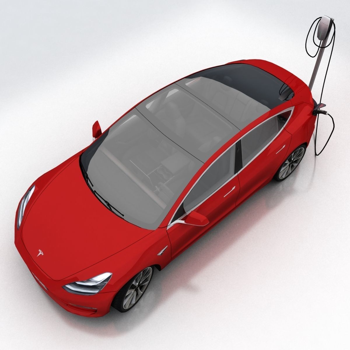 Tesla 3 electric car Low-poly 3D model_3