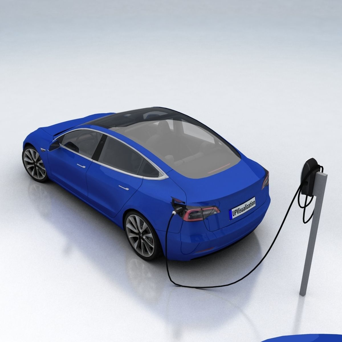 Tesla 3 electric car Low-poly 3D model_10