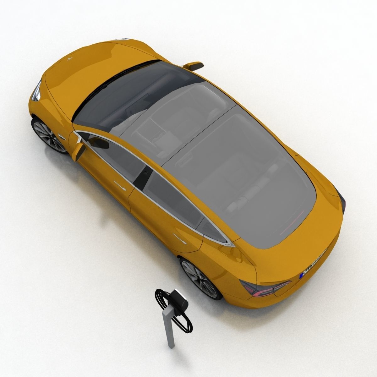 Tesla 3 electric car Low-poly 3D model_15