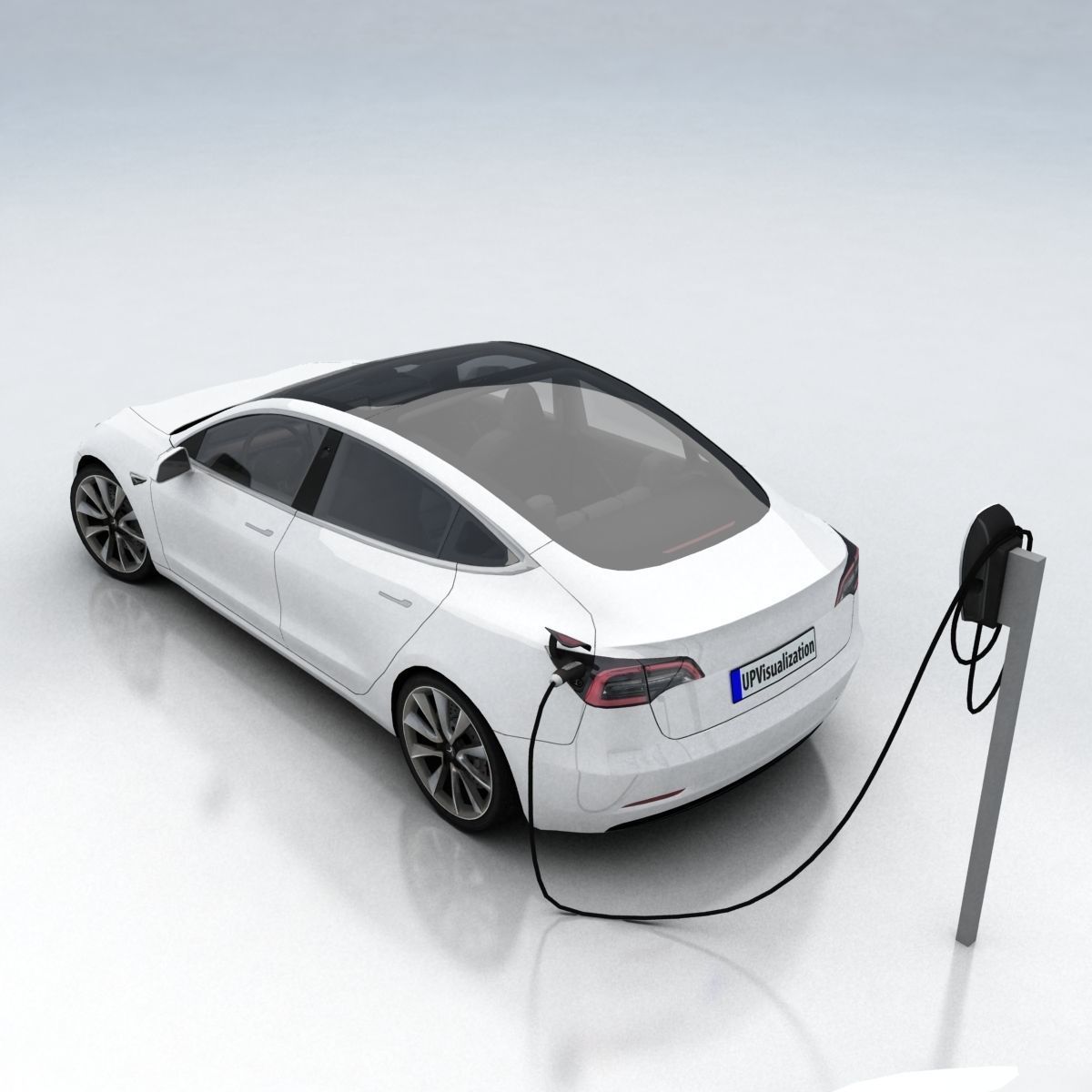 Tesla 3 electric car Low-poly 3D model_26