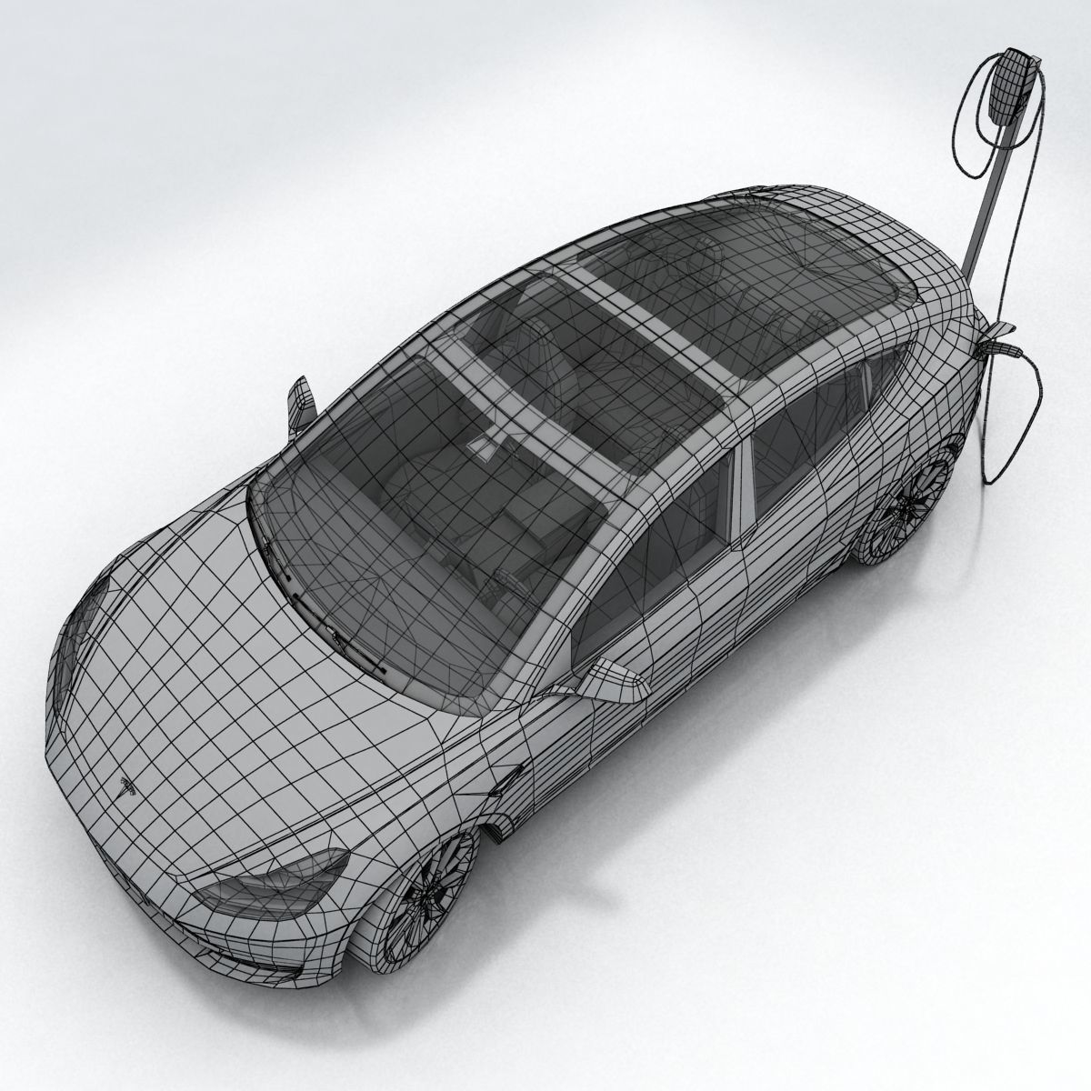 Tesla 3 electric car Low-poly 3D model_24