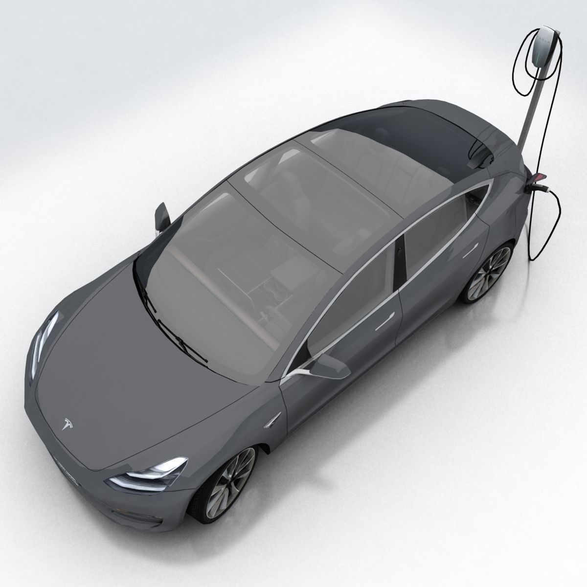 Tesla 3 electric car Low-poly 3D model_20