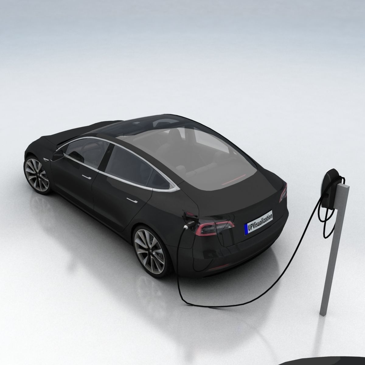Tesla 3 electric car Low-poly 3D model_6