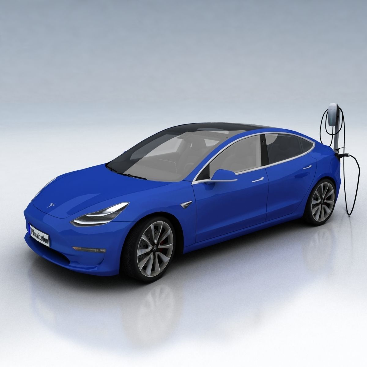 Tesla 3 electric car Low-poly 3D model_9