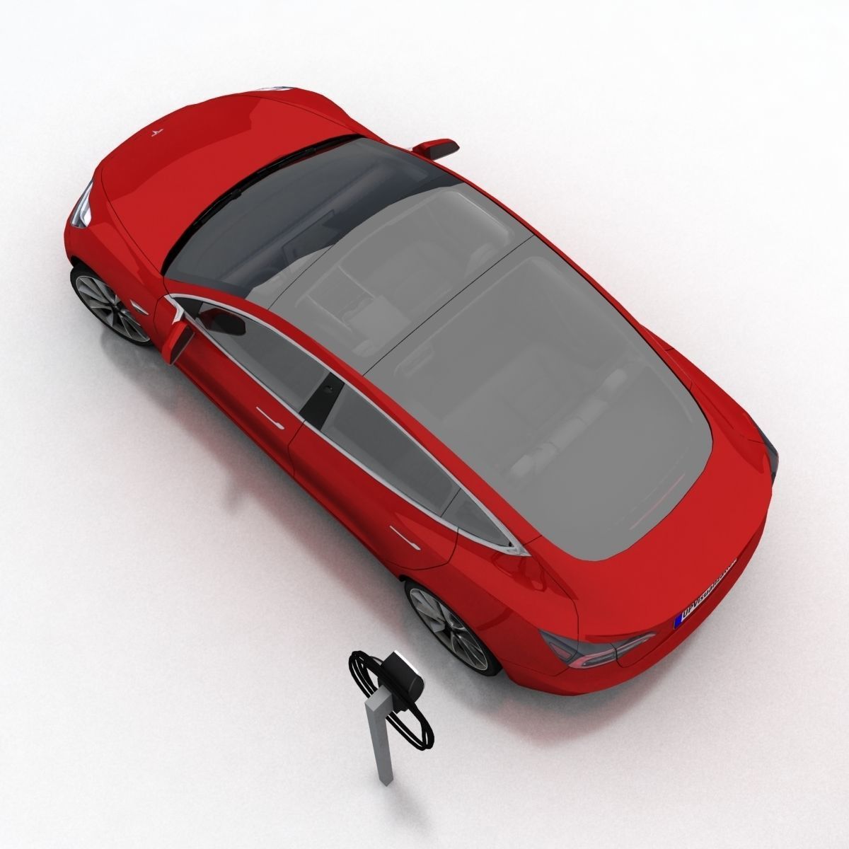 Tesla 3 electric car Low-poly 3D model_2