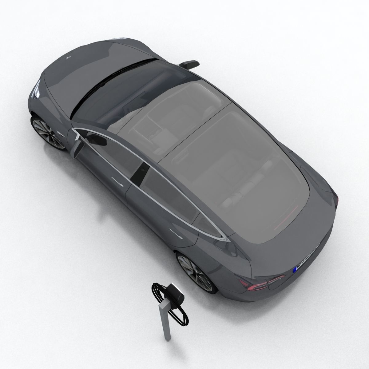 Tesla 3 electric car Low-poly 3D model_19
