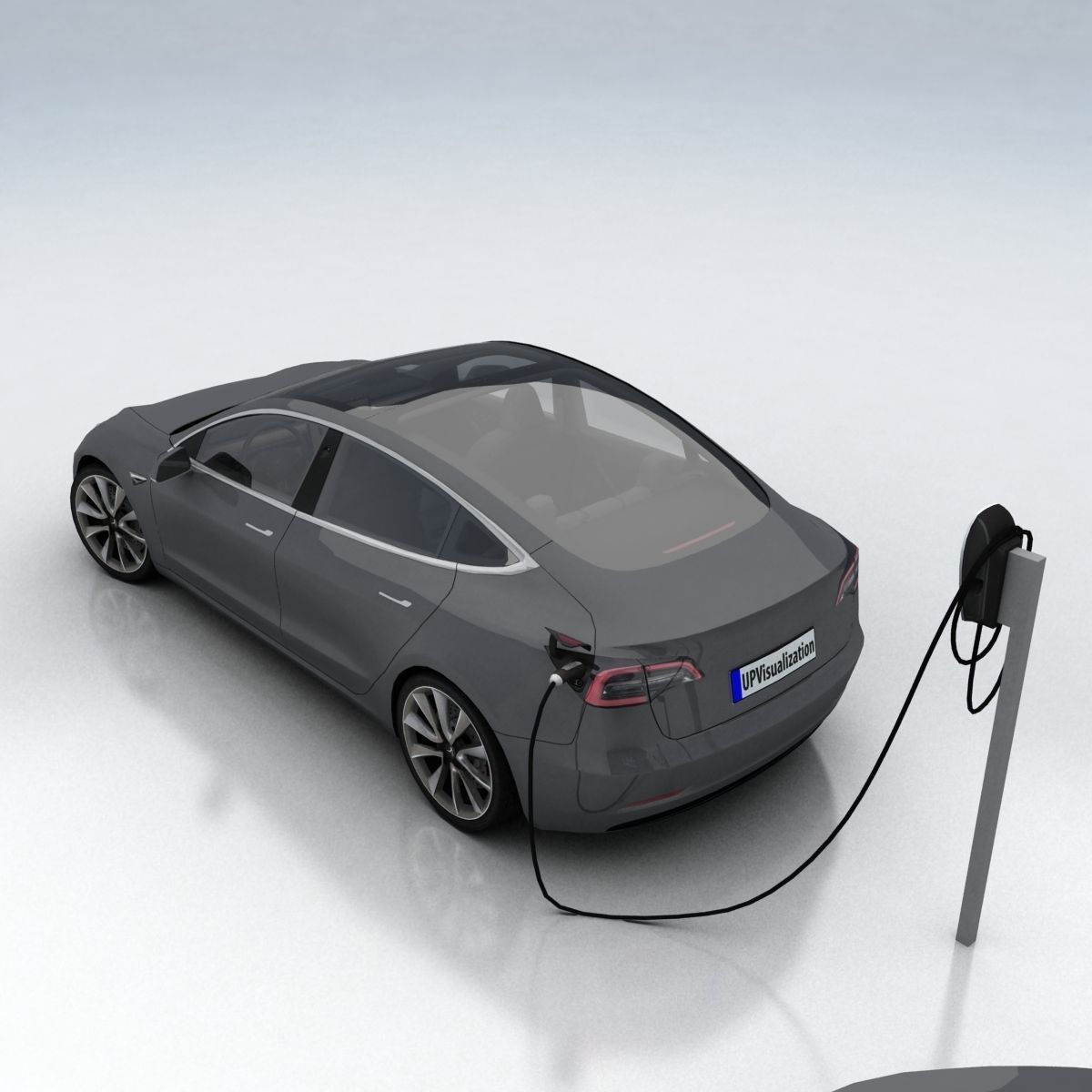 Tesla 3 electric car Low-poly 3D model_18