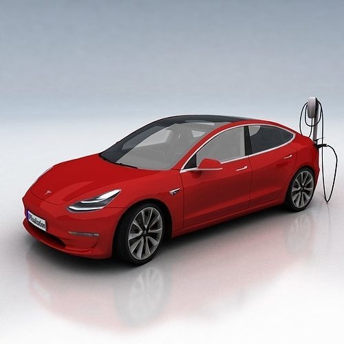 Tesla 3 electric car Low-poly 3D model