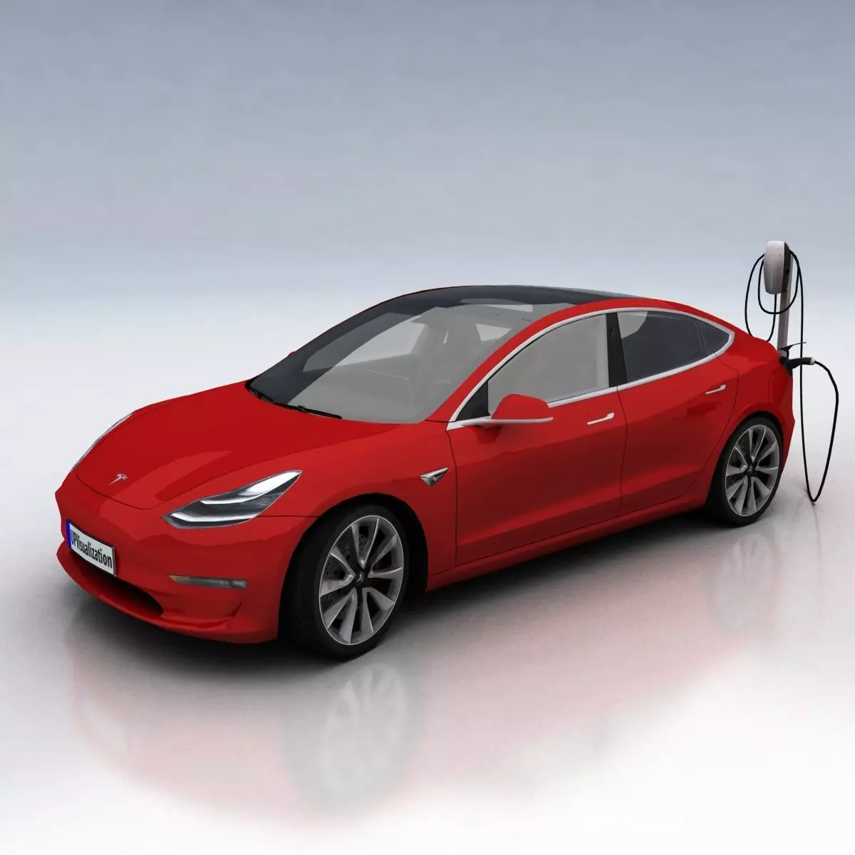 Tesla 3 electric car Low-poly 3D model_0
