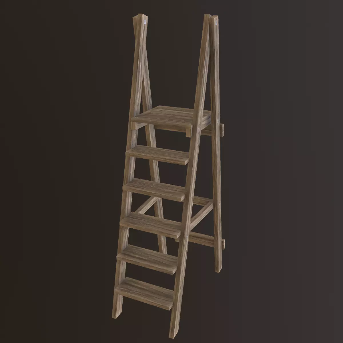 Wooden Ladder Low-poly 3D model