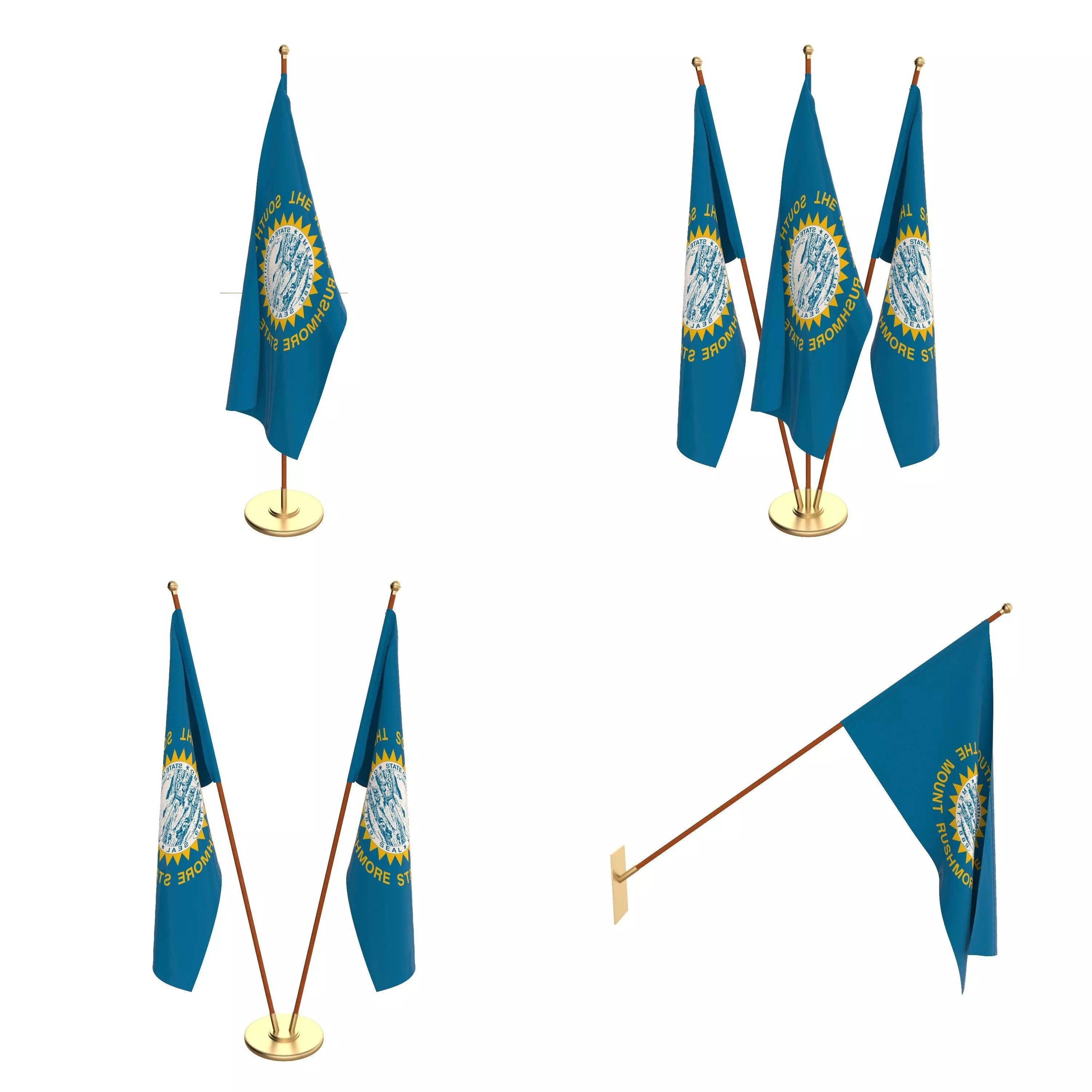 South Dakota Flag Pack 3D model_0