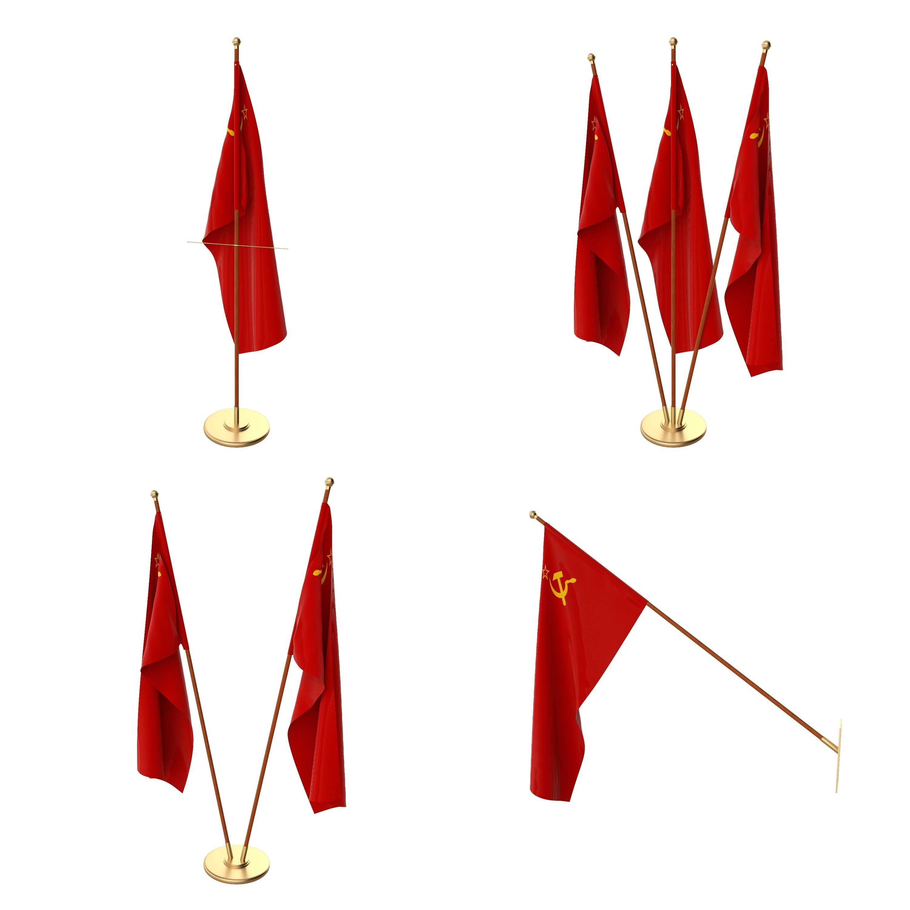 Soviet Union Flag Pack 3D model_1