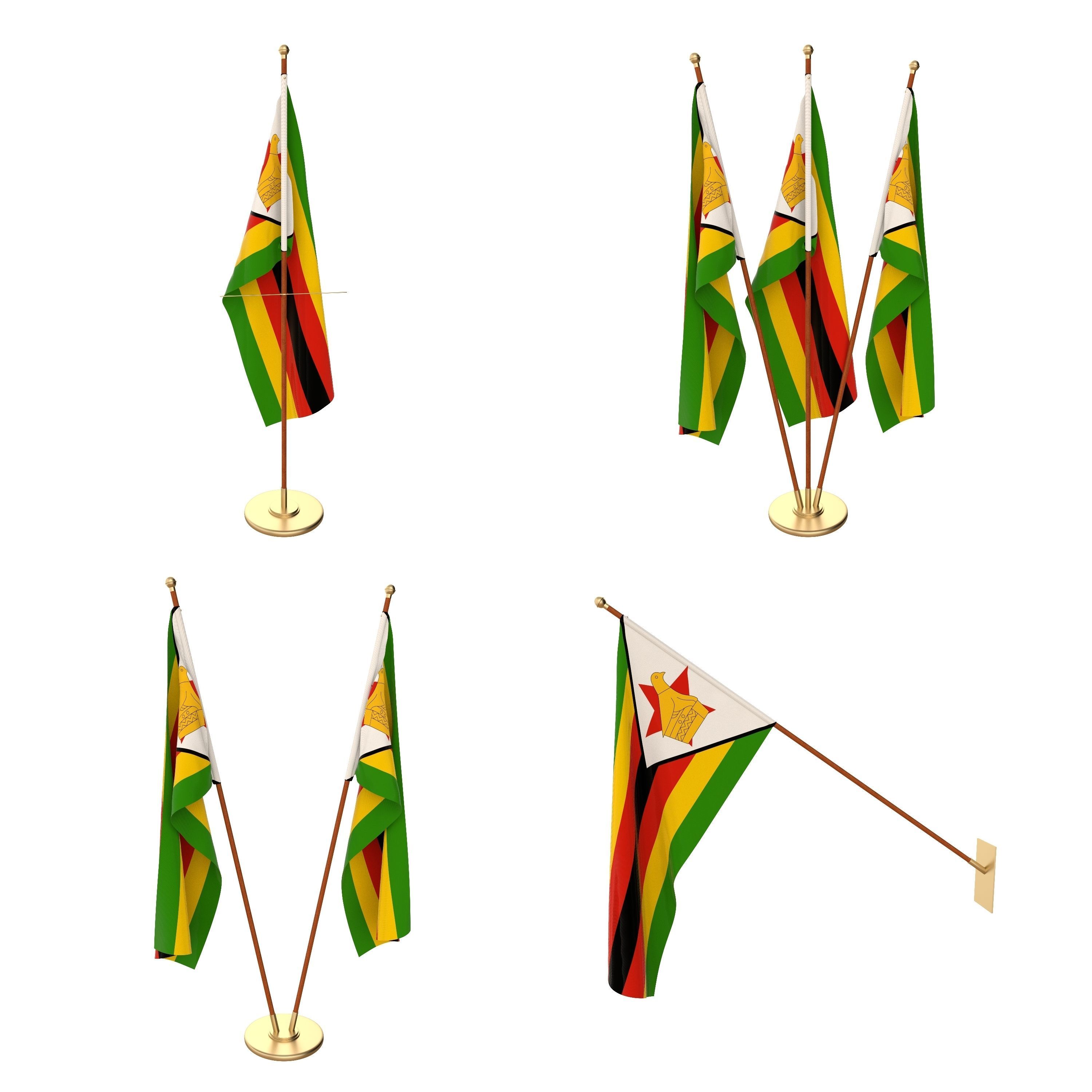Zimbabwe Flag Pack 3D model_1