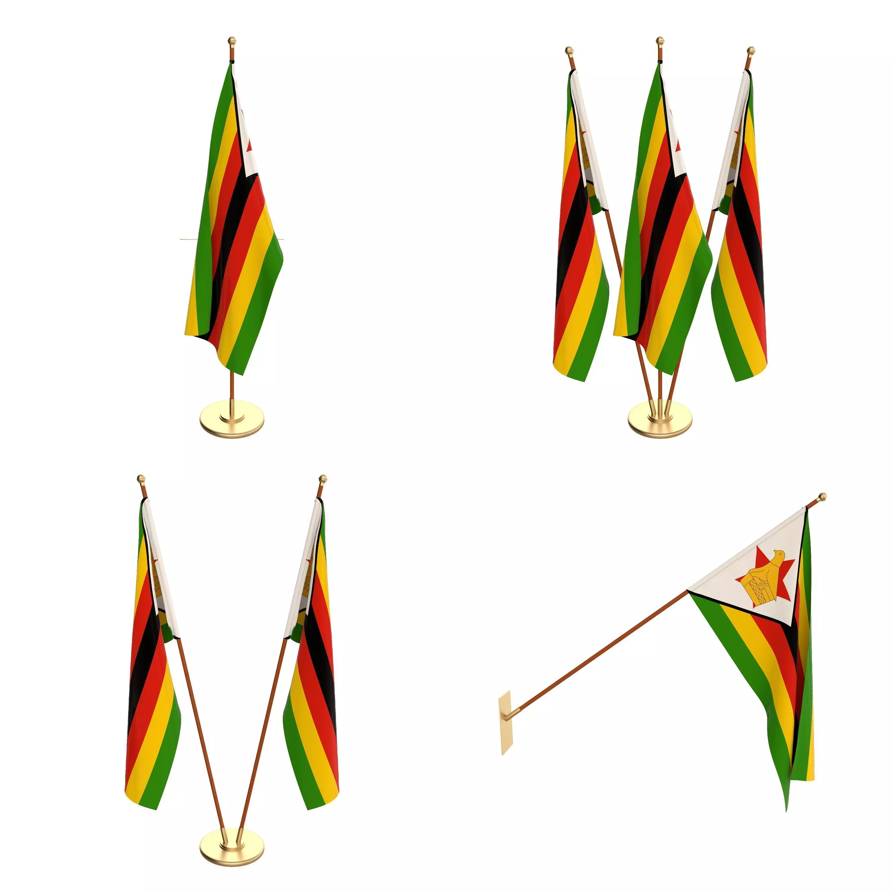 Zimbabwe Flag Pack 3D model_0