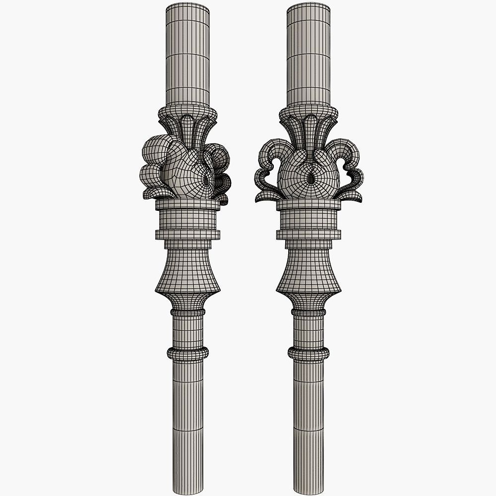 Baluster pair of brass candlesticks 3D model_2