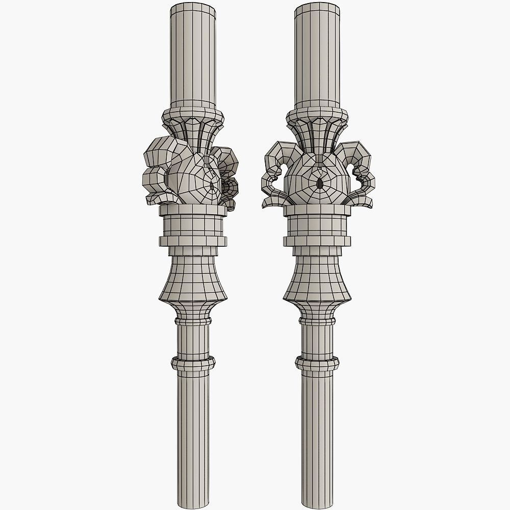 Baluster pair of brass candlesticks 3D model_3