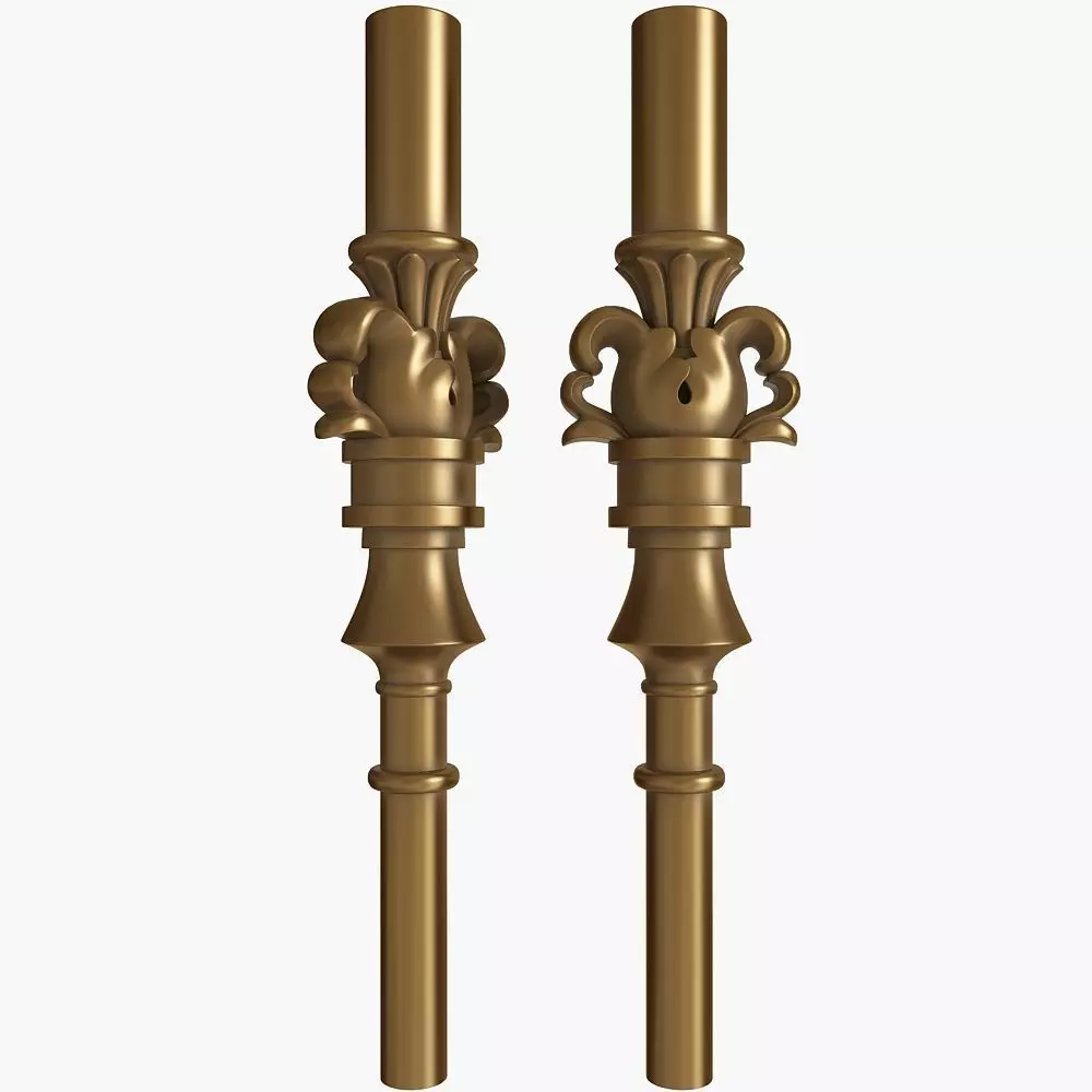 Baluster pair of brass candlesticks 3D model_0