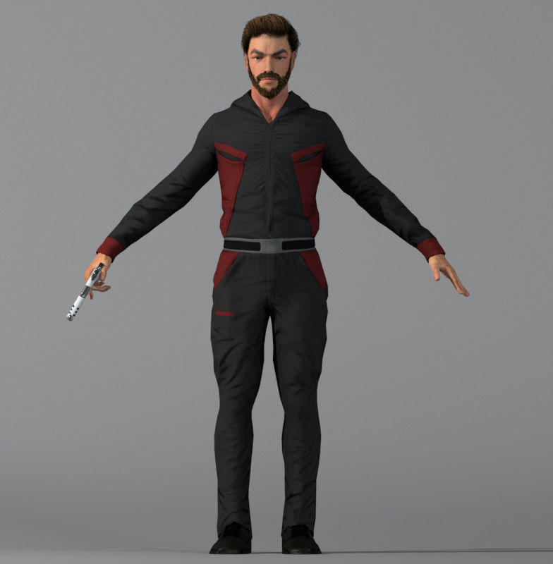 Killer man with gun Low-poly 3D model_3