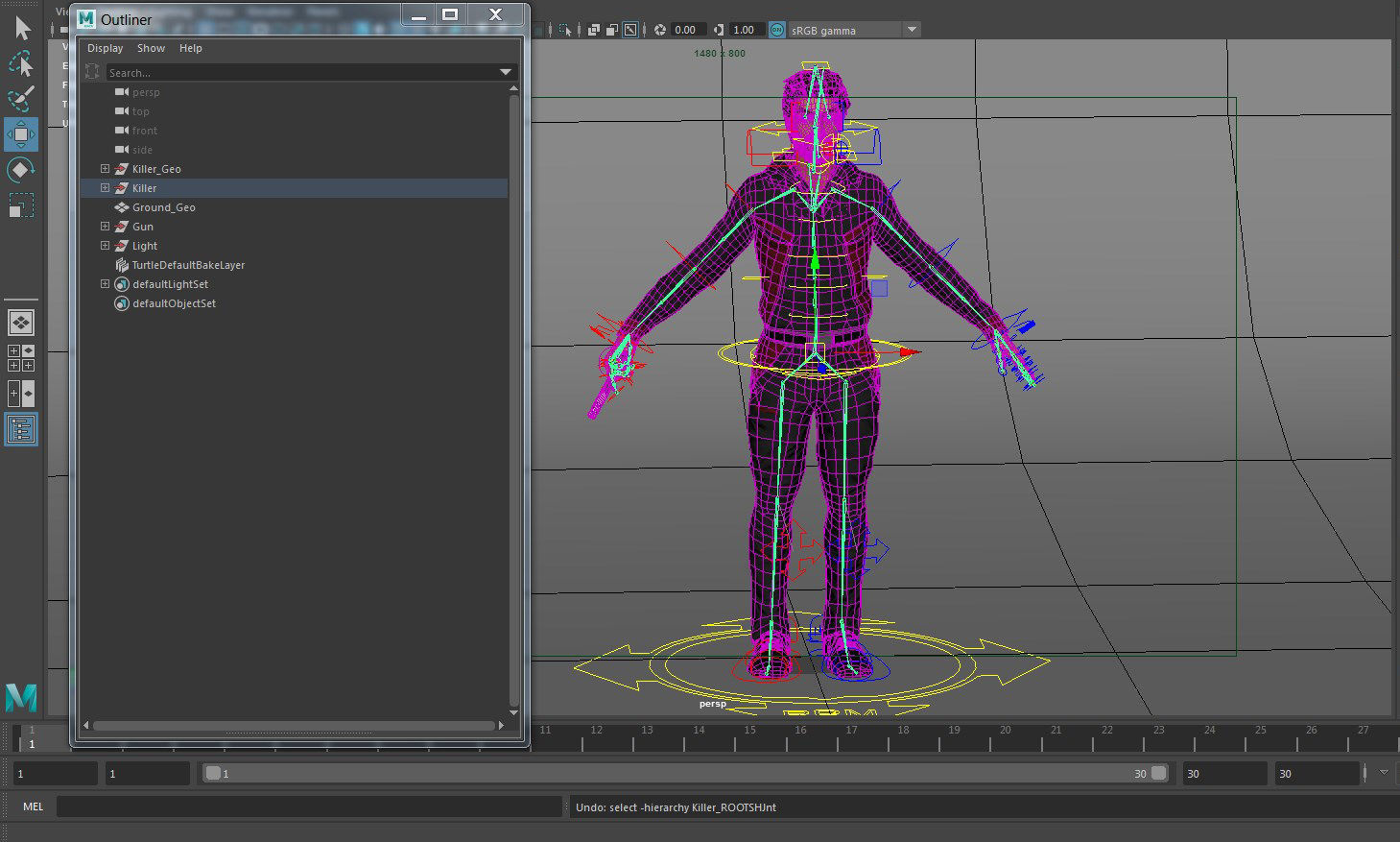 Killer man with gun Low-poly 3D model_13