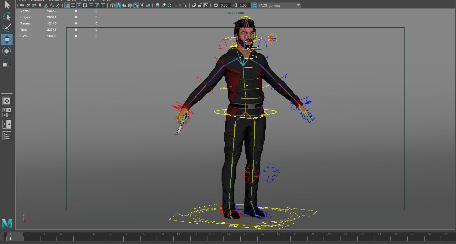 Killer man with gun Low-poly 3D model_12