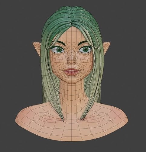 Stylized Head Character Girl Low Poly Low-poly 3D model
