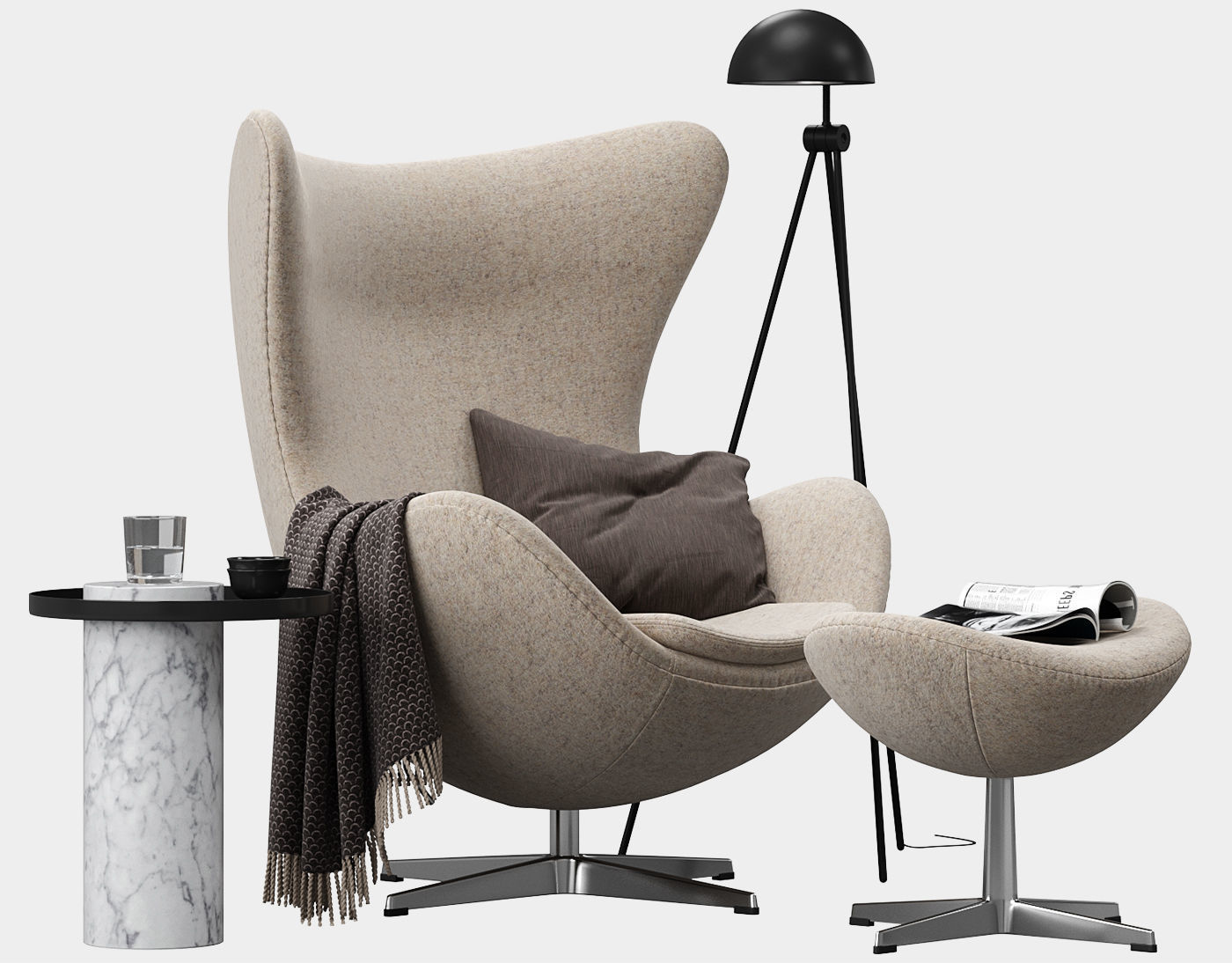  Egg lounge chair  3D model_7