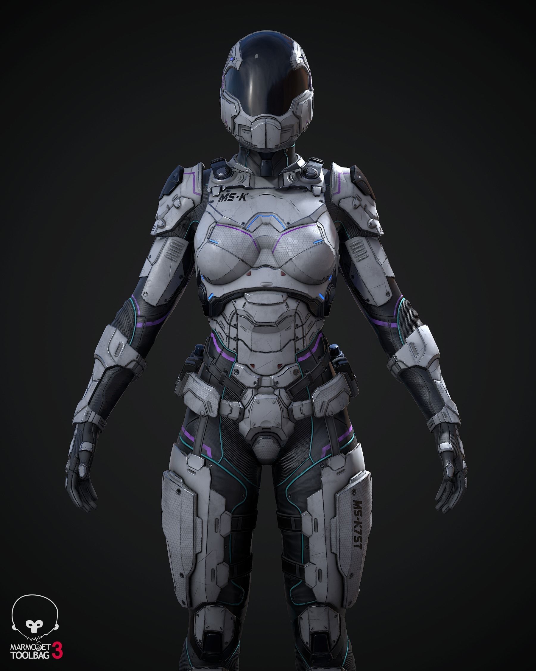 Female Sci-fi Soldier Low-poly 3D model_1