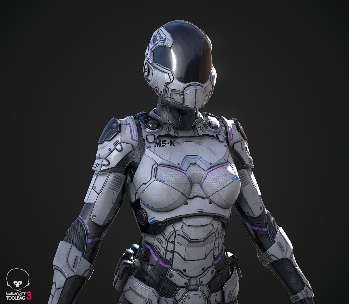 Female Sci-fi Soldier Low-poly 3D model_4