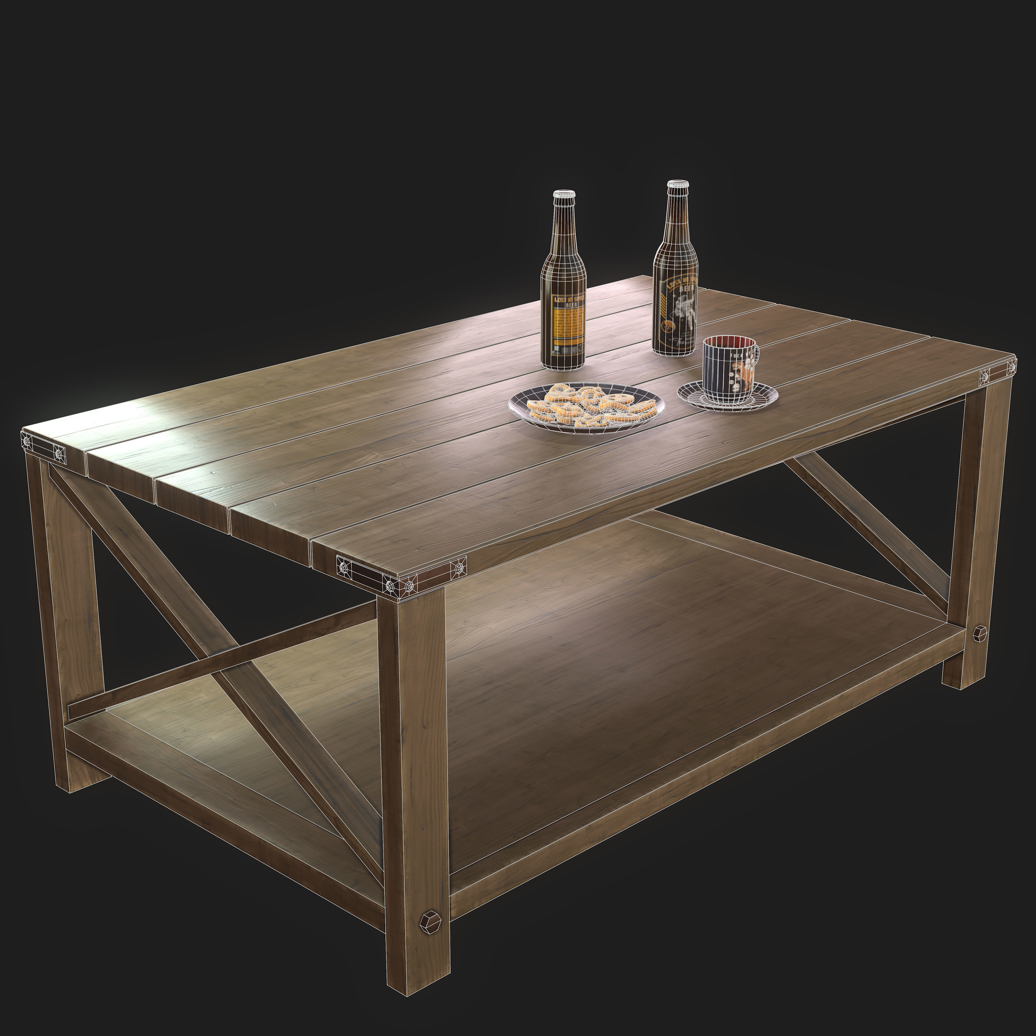 Coffee Table Low-poly 3D model_2