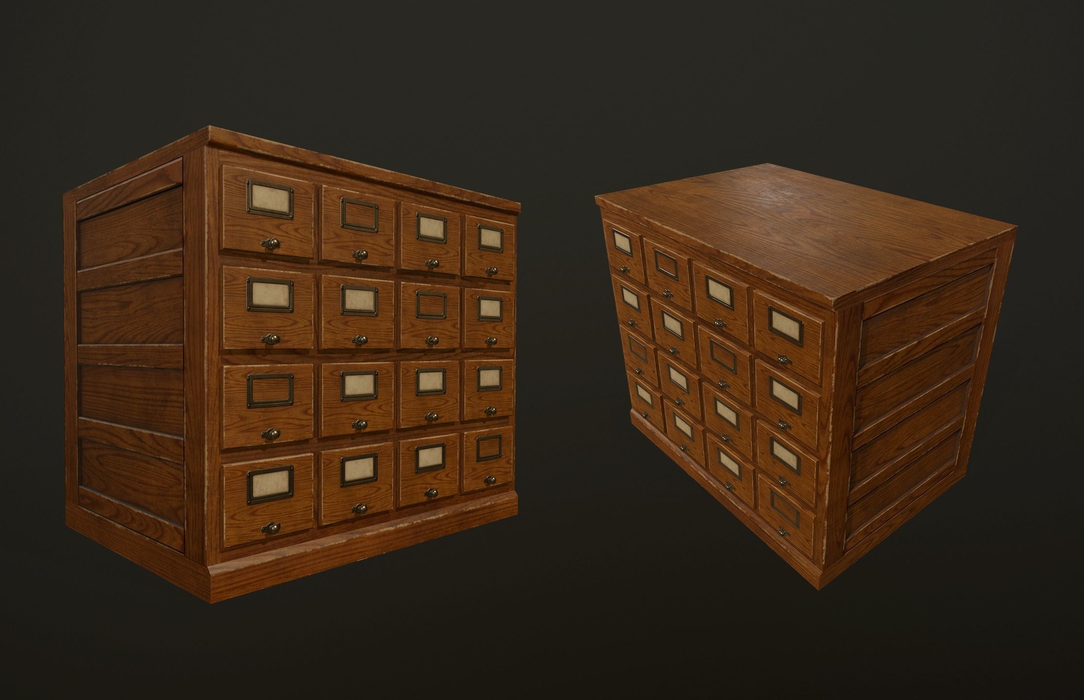 Card File Cabinet - PBR Game Ready Low-poly 3D model_2
