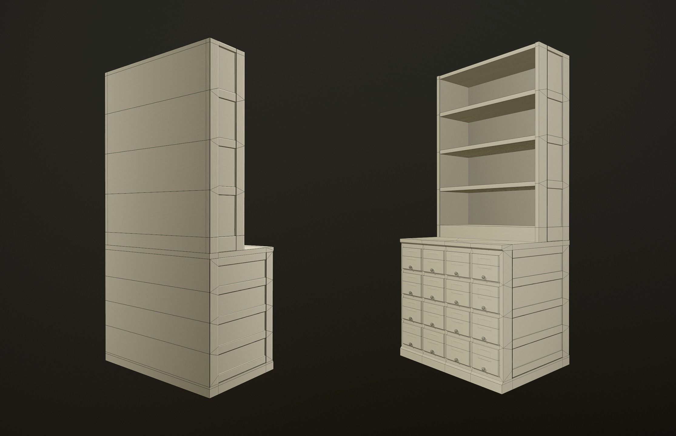 Card File Cabinet - PBR Game Ready Low-poly 3D model_8