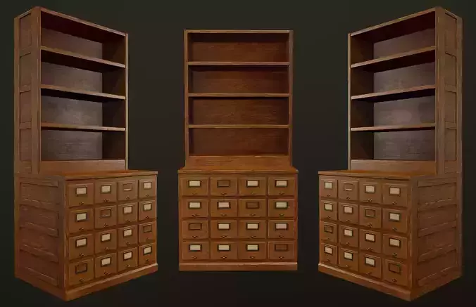 Card File Cabinet - PBR Game Ready Low-poly 3D model