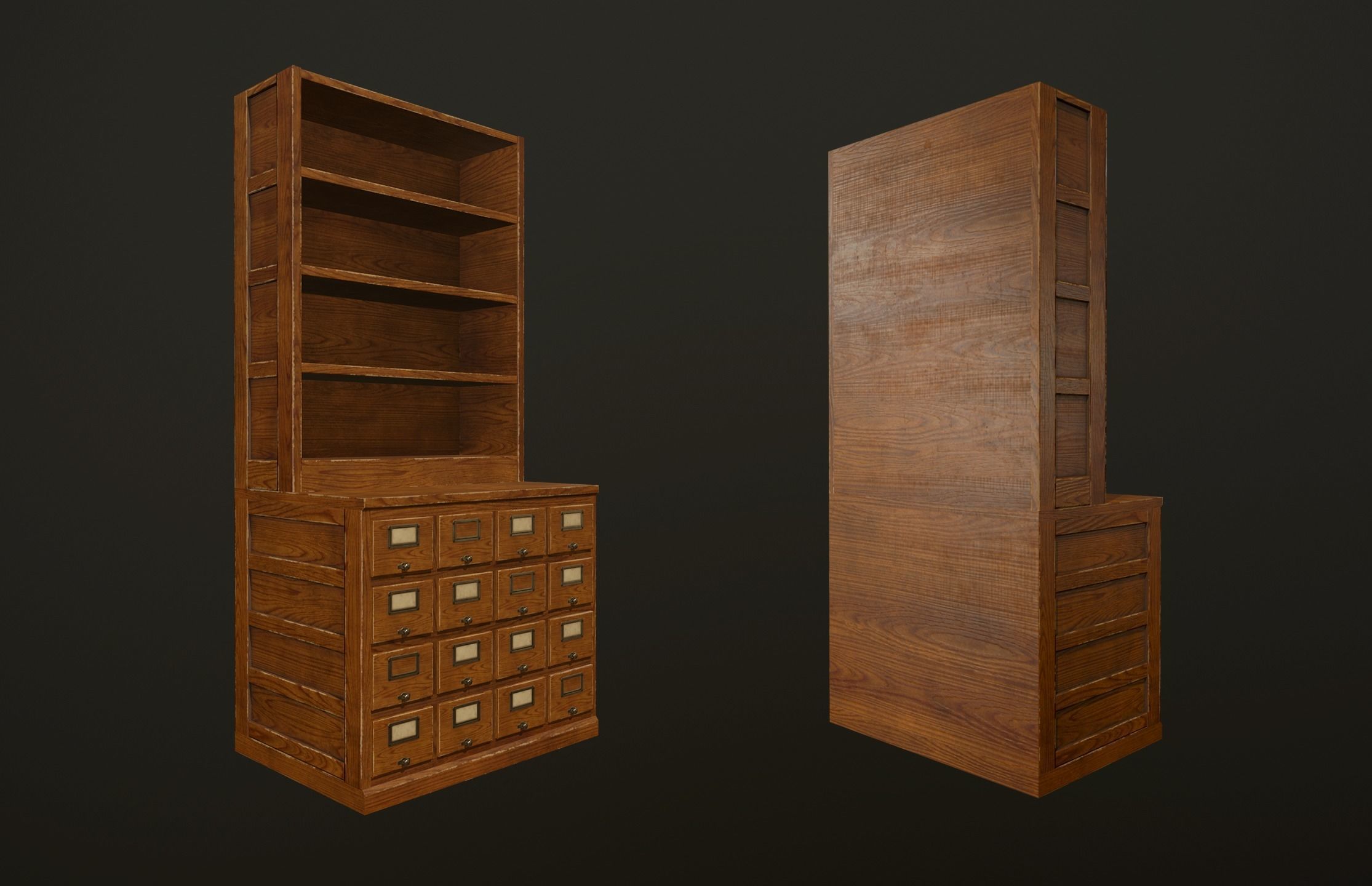 Card File Cabinet - PBR Game Ready Low-poly 3D model_5