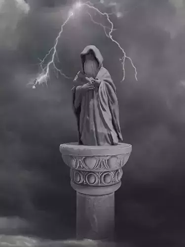 Magician wizard statue sculpture and column