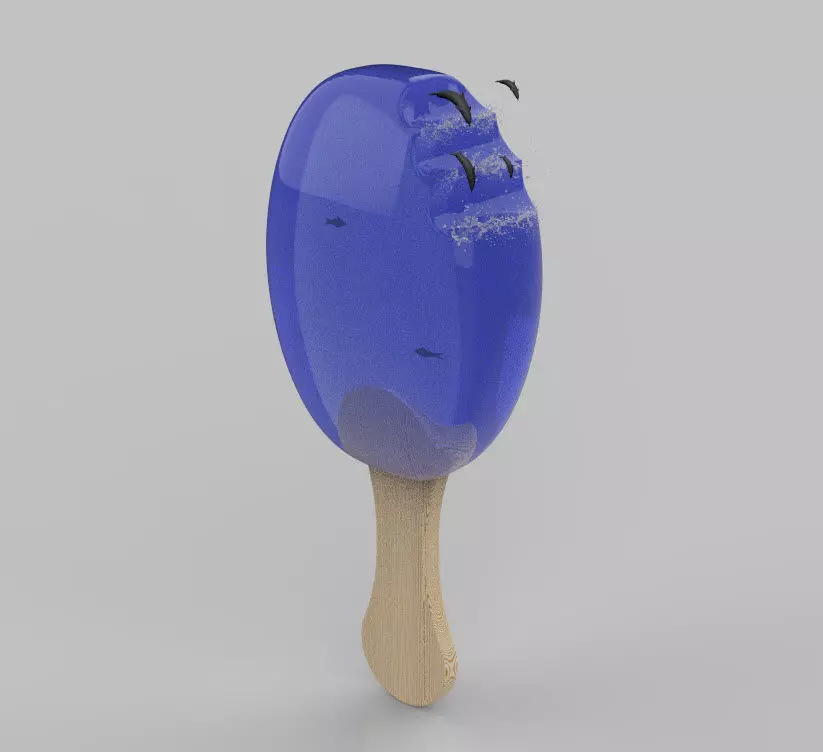 Popsicle ice cream on wooden stick Free 3D model