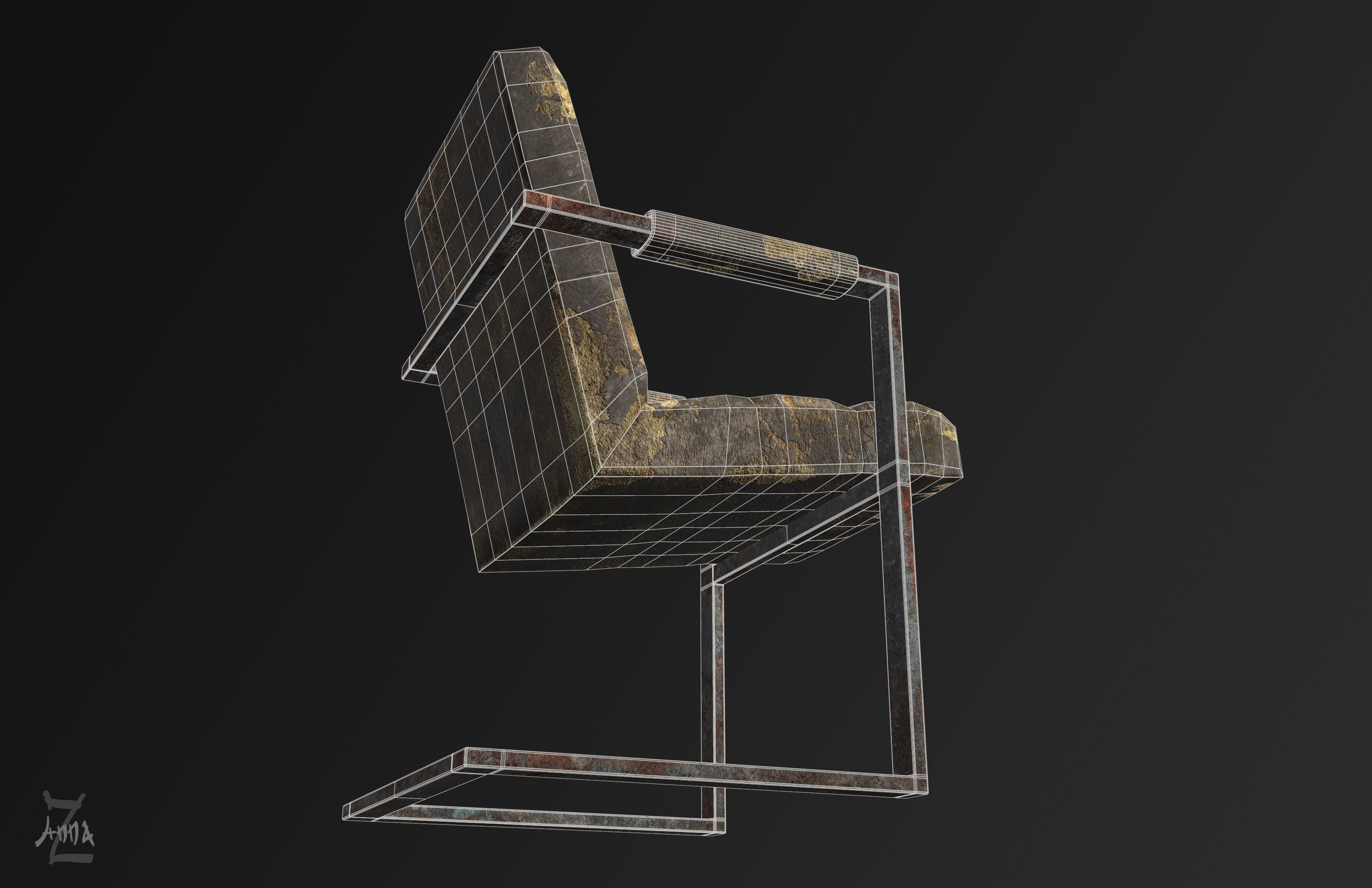 The Post-apocalyptic modern chair Low-poly 3D model_10
