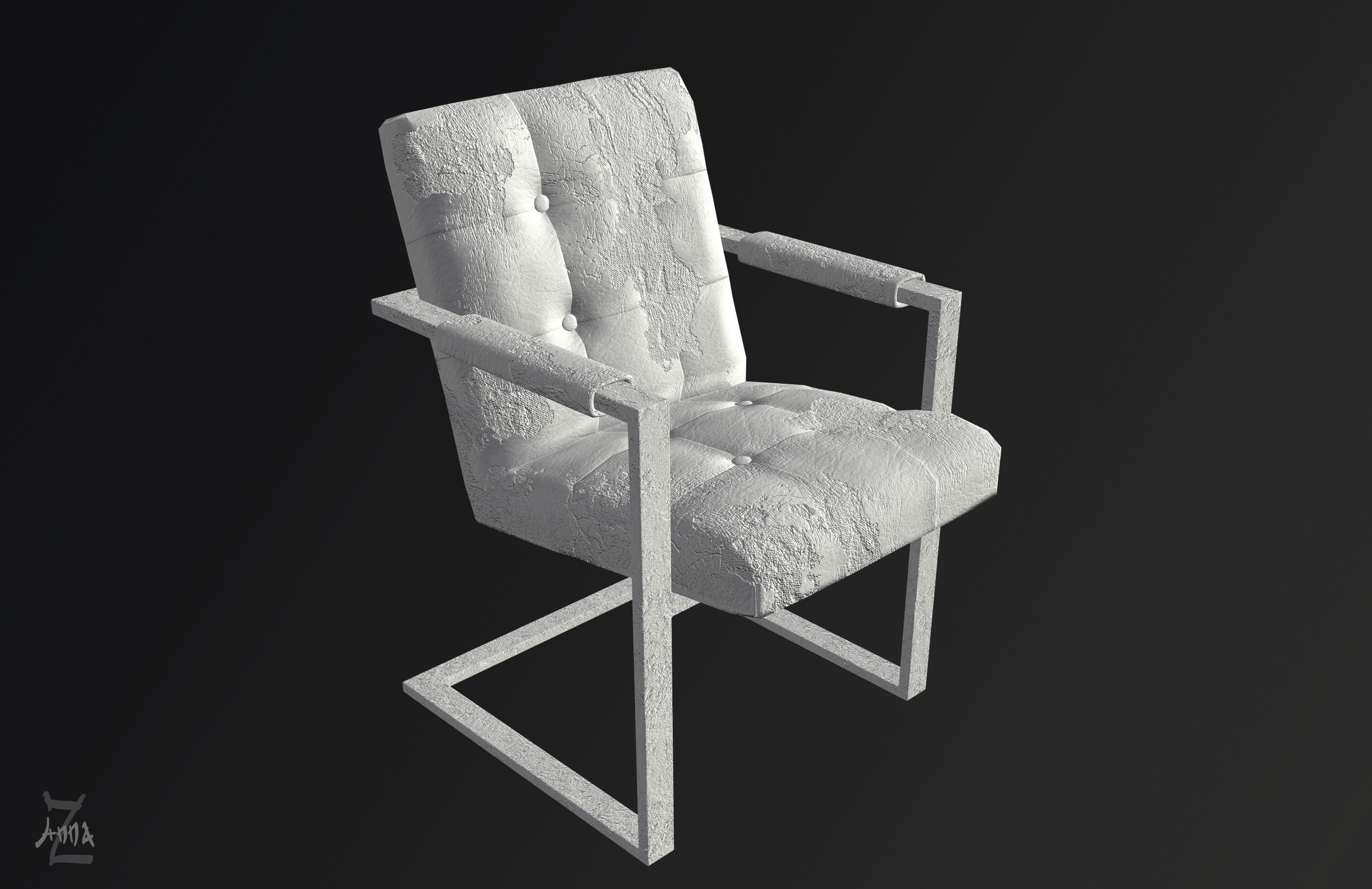 The Post-apocalyptic modern chair Low-poly 3D model_11