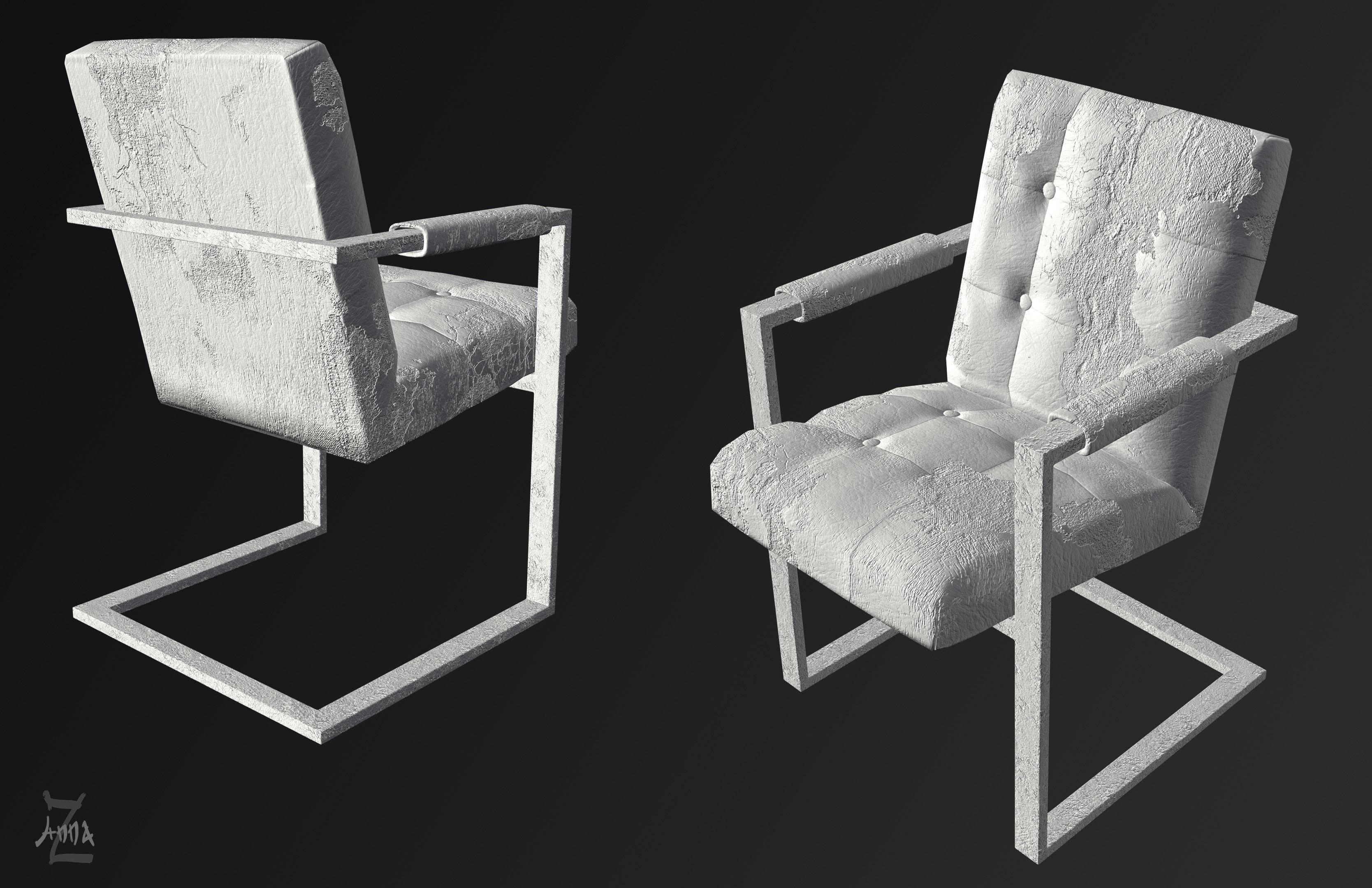 The Post-apocalyptic modern chair Low-poly 3D model_12