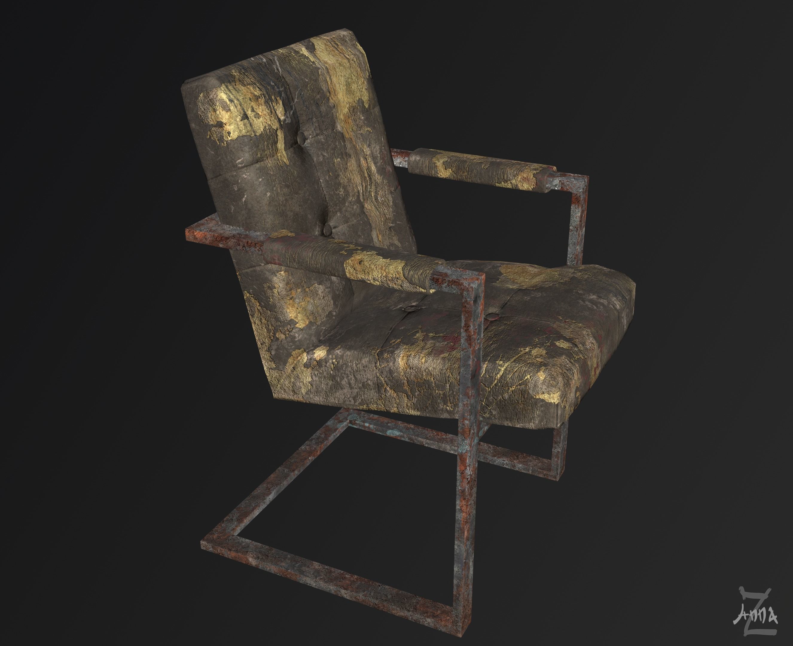 The Post-apocalyptic modern chair Low-poly 3D model_4