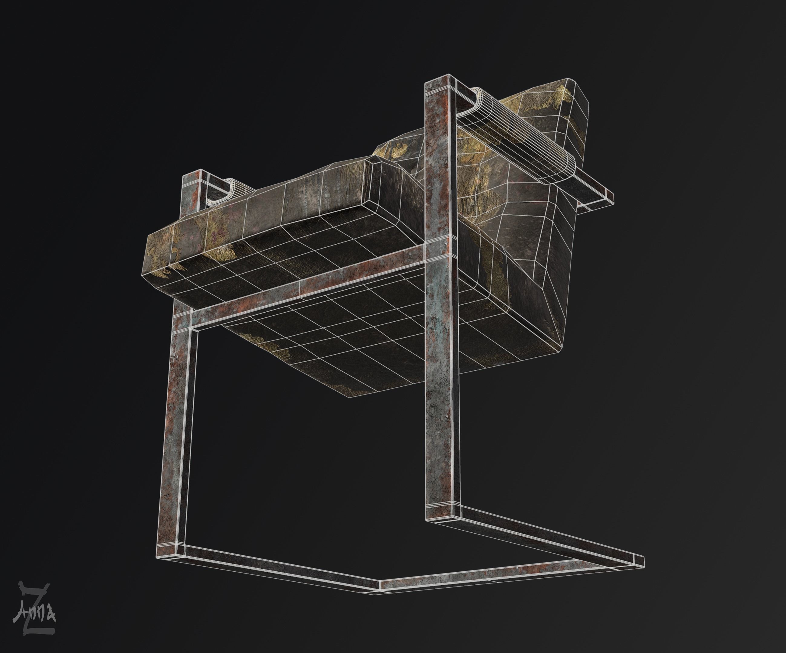 The Post-apocalyptic modern chair Low-poly 3D model_9