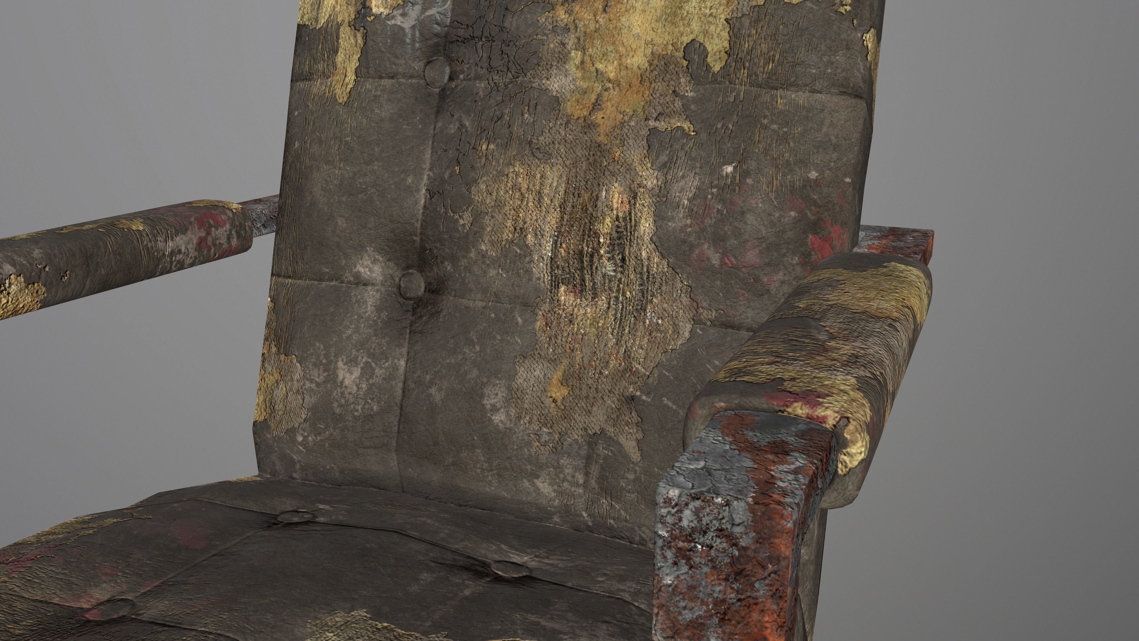 The Post-apocalyptic modern chair Low-poly 3D model_2